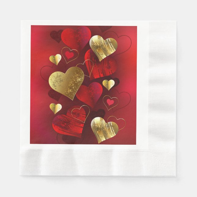 Golden and red valentines napkins (Front)