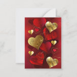Golden and red valentines note card