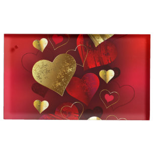 Golden and red valentines place card holder