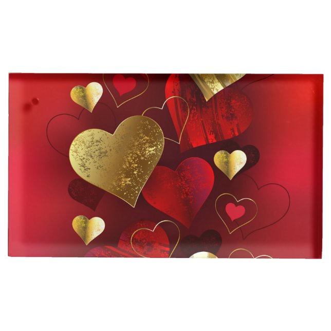 Golden and red valentines place card holder (Front)