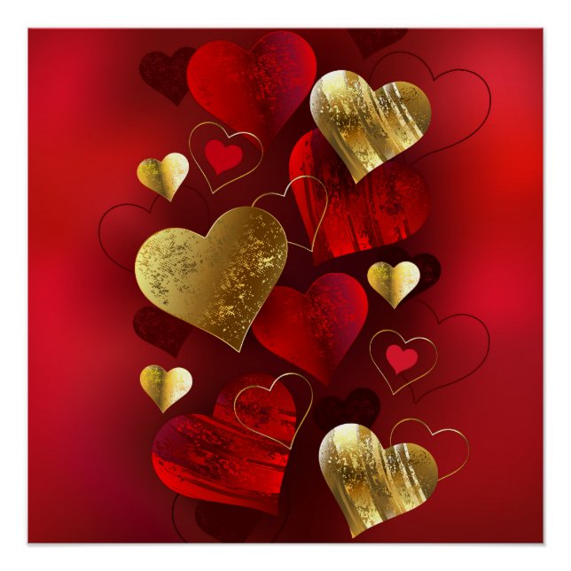Golden and red valentines poster (Front)