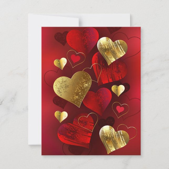 Golden and red valentines save the date (Front)