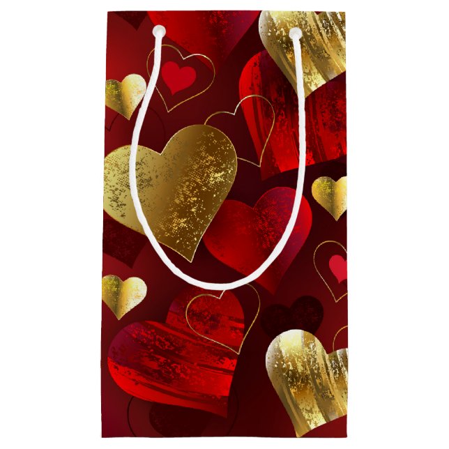 Golden and red valentines small gift bag (Front)