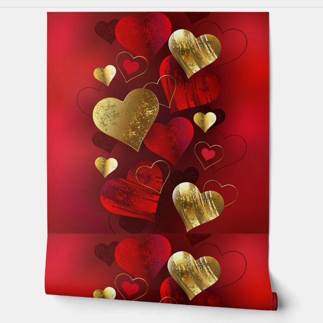 Golden and red valentines wallpaper  (Unrolling)