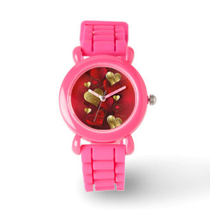 Golden and red valentines watch