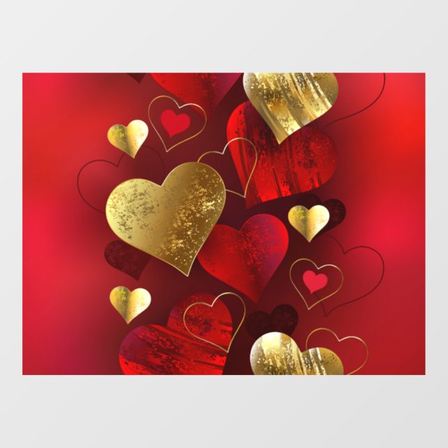 Golden and red valentines window cling (Sheet)