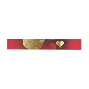 Golden and red valentines wrap around address label