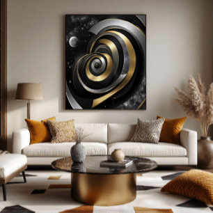 Golden and Silver Cosmic Spiral Poster