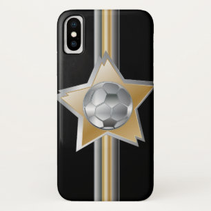 Golden and silver effect Soccer ball Star iPhone X Case