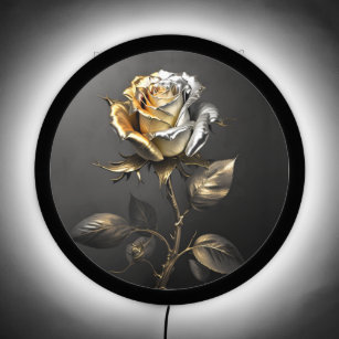 Golden and silver rose LED sign