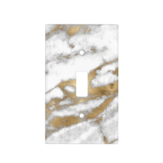 Golden and White Marble Light Switch Cover (Front)