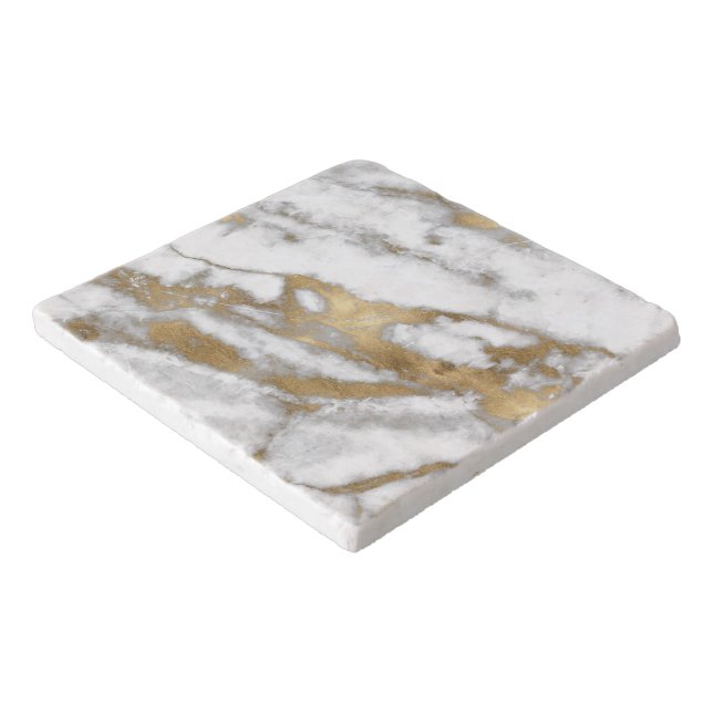 Golden and White Marble Trivet (Corner)