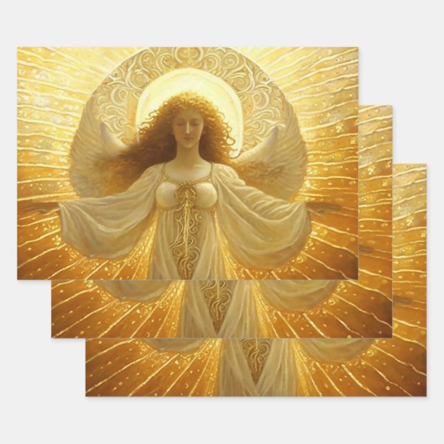 Golden Angel Awakening of Knowledge  Wrapping Paper Sheets (Set)