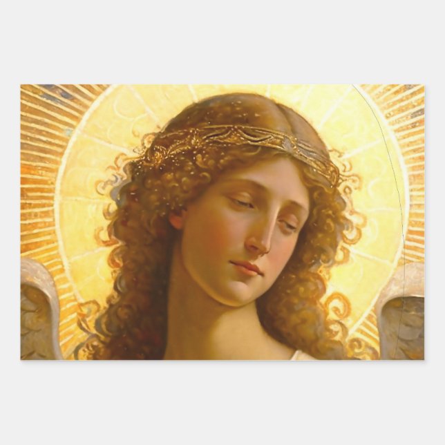 Golden Angel Gentle Messenger of Love  Wrapping Paper Sheets (Front)