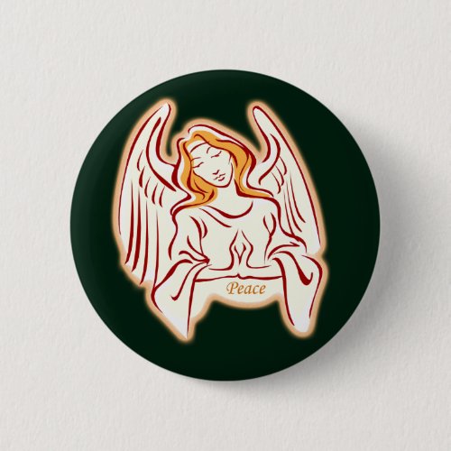 Golden Angel Of Peace Button