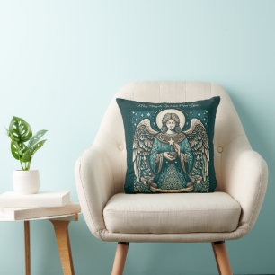 Golden Angel of Peace Throw Pillow