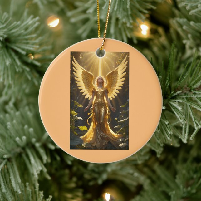 Golden Angel Round Ornament (Tree)