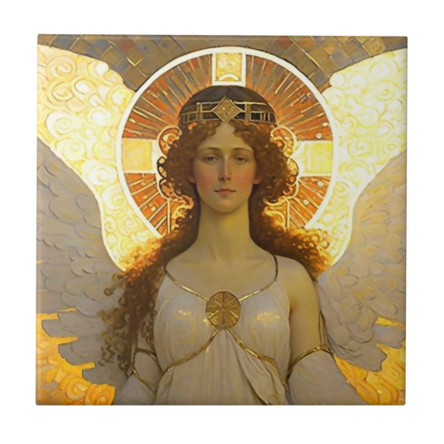 Golden Angel Spirit of the Evening   Ceramic Tile (Front)