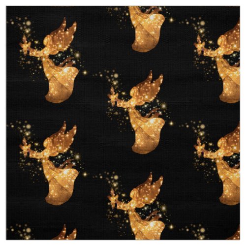 Golden Angel Stars Starry Night Fabric