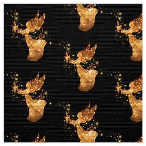 Golden Angel Stars Starry Night Fabric