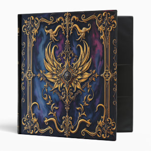 Golden Angel Wings Gothic Medieval Book Cover 3 Ring Binder