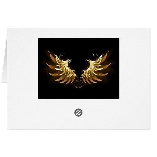 Golden Angel Wings on Black background (Back Horizontal)