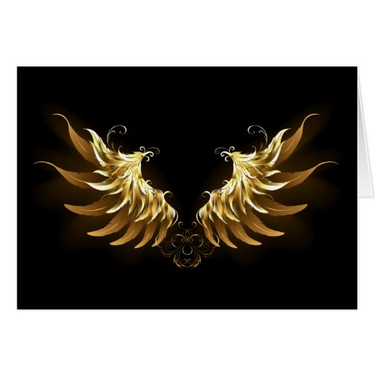 Golden Angel Wings on Black background (Front Horizontal)