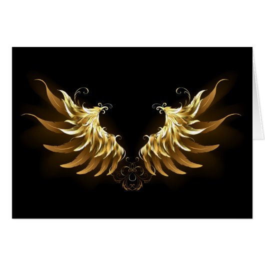 Golden Angel Wings on Black background (Front Horizontal)