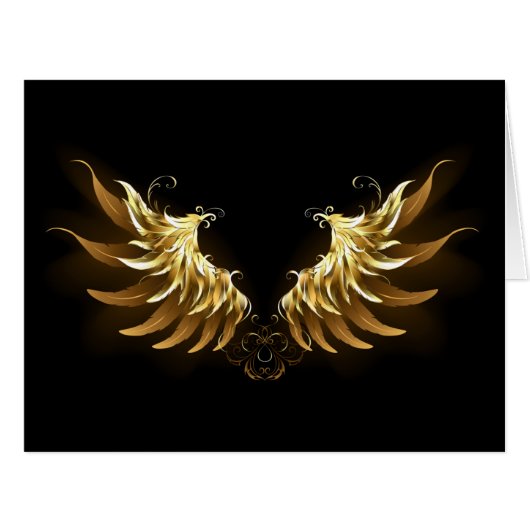 Golden Angel Wings on Black background (Front Horizontal)
