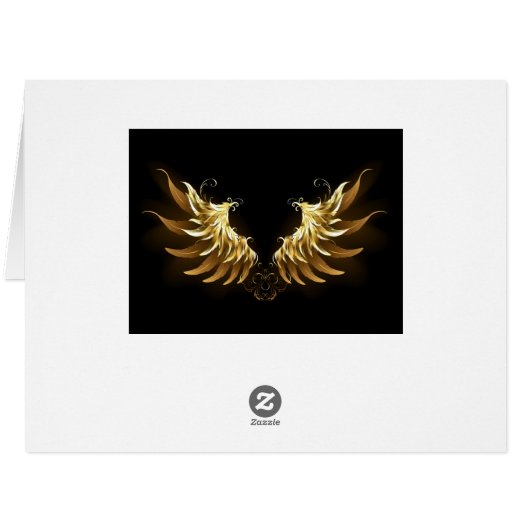 Golden Angel Wings on Black background (Back Horizontal)