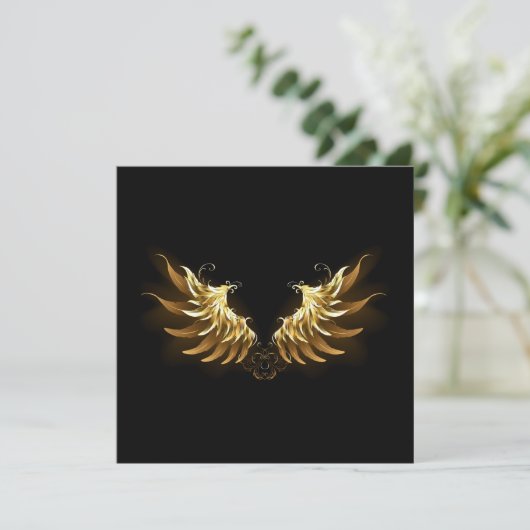Golden Angel Wings on Black background (Standing Front)