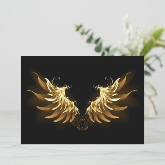 Golden Angel Wings on Black background (Standing Front)