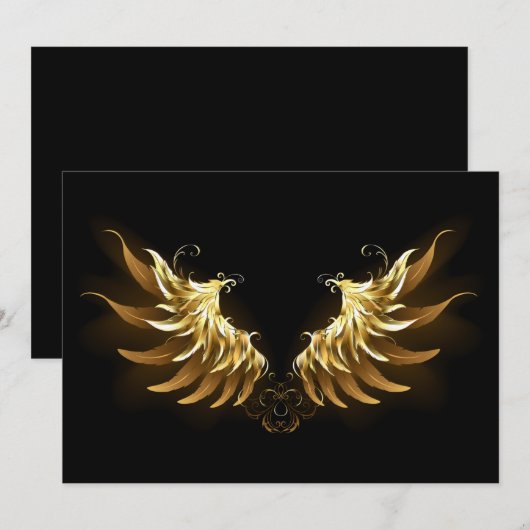 Golden Angel Wings on Black background (Front/Back)