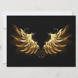 Golden Angel Wings on Black background Announcement