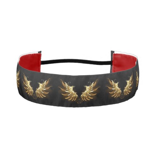 Golden Angel Wings on Black background Athletic Headband