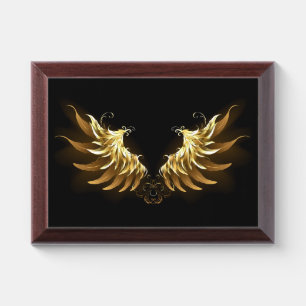 Golden Angel Wings on Black background Award Plaque