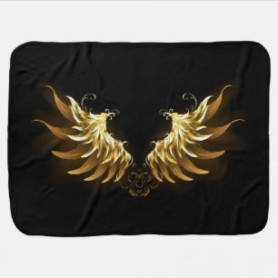 Golden Angel Wings on Black background Baby Blanket
