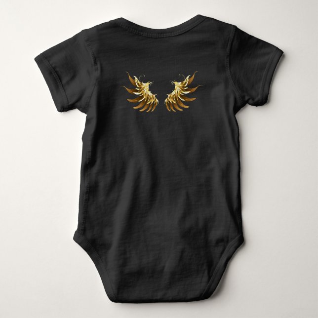 Golden Angel Wings on Black background Baby Bodysuit (Back)