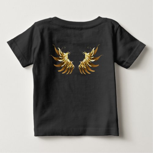 Golden Angel Wings on Black background Baby T_Shirt