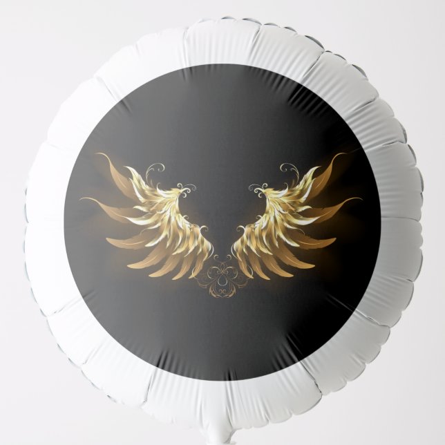 Golden Angel Wings on Black background Balloon (Front)