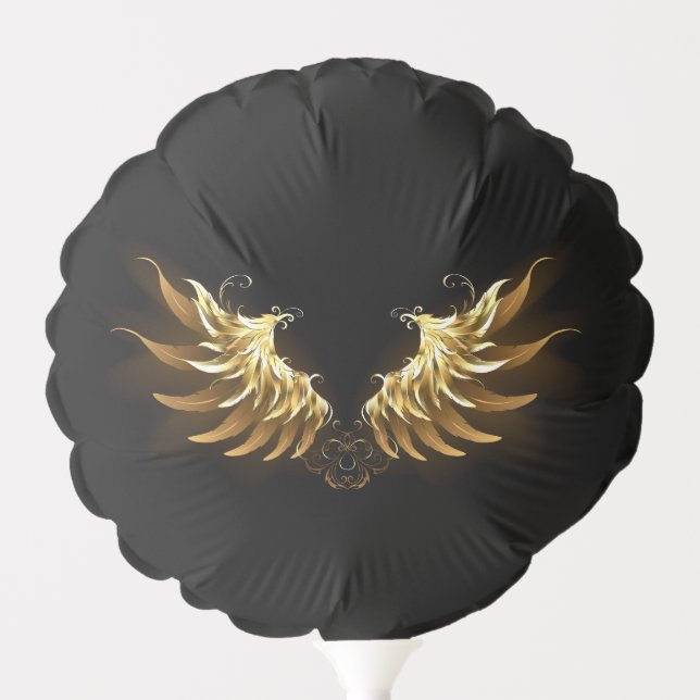 Golden Angel Wings on Black background Balloon (Front)