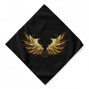 Golden Angel Wings on Black background Bandana