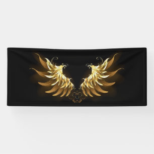 Golden Angel Wings on Black background Banner