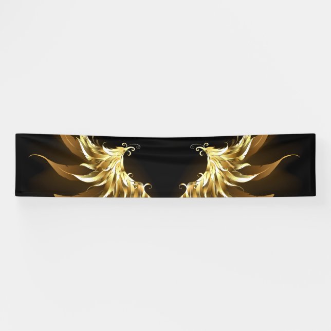 Golden Angel Wings on Black background Banner (Horizontal)