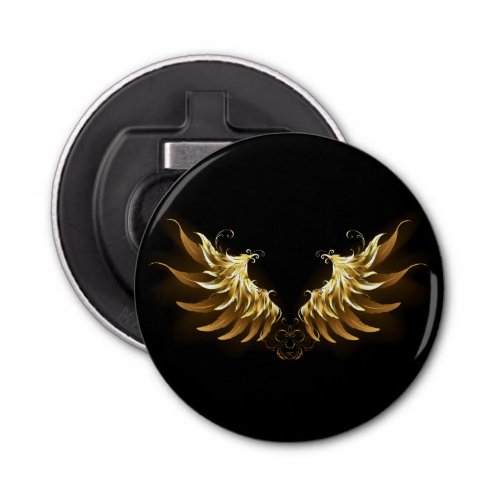 Golden Angel Wings on Black background Bottle Opener