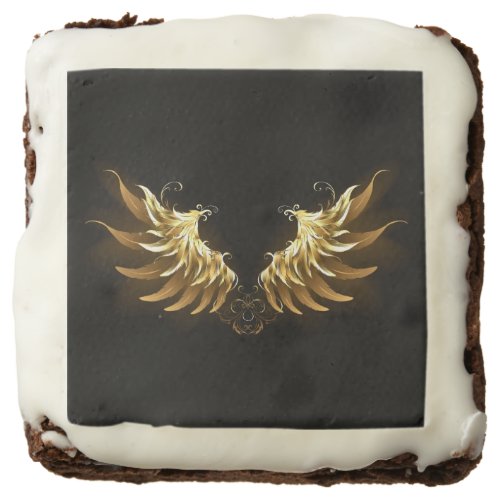 Golden Angel Wings on Black background Brownie