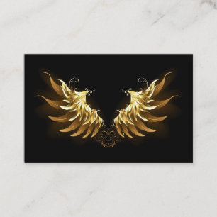 Golden Angel Wings on Black background Business Card