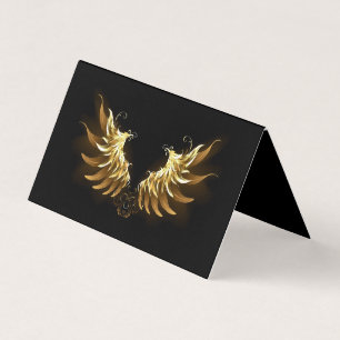 Golden Angel Wings on Black background Business Card