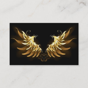 Golden Angel Wings on Black background Business Card