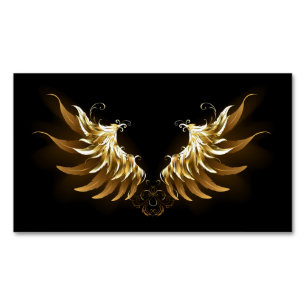 Golden Angel Wings on Black background Business Card Magnet